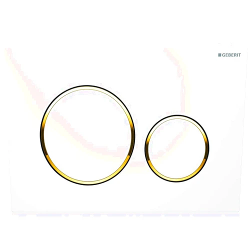 Geberit Sigma 20 Push Plate Glossy White/Gold/White for UP720, UP320, UP300 and UP700