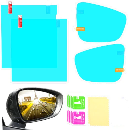 Frienda 4 Pieces Car Rearview Mirror Film Rainproof Waterproof Mirror Film Anti Fog Clear Nano Coating Car Film for Car Rear View Mirrors Side Windows