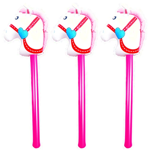 OBANGONG 3 Pcs Inflatable Stick Horse Inflatable Horse Head Stick Balloon Funny Stick Horse Toy for Kids Inflatable Horse on a Stick for Western Cowboy Pony Horse Baby Shower Cowboy Party Supplies