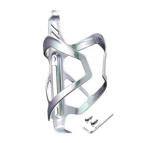 Corki Cycles Heavy Duty Bike Water Bottle Holder, Lightweight Aluminum Cage Shockproof Design for Road Mountain Gravel Bikes, Holds 21-32 oz, 1-Pack Iridescent Silver