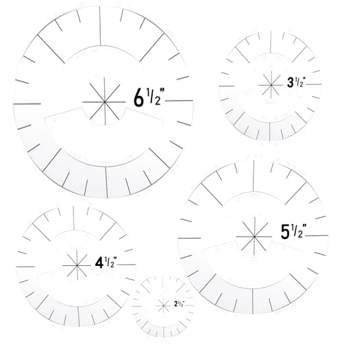 Geyee 5 Pcs Circle Ruler Quilting Template Set Circle Templates for Quilting Circle Rulers Quilt Arc Circle Cutter Ruler, 5 Sizes (Classic)