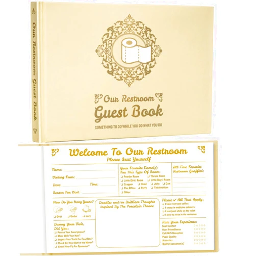 Bathroom Guest Book - Funny Housewarming Gift, Hostess Gift, or White Elephant Gift Idea