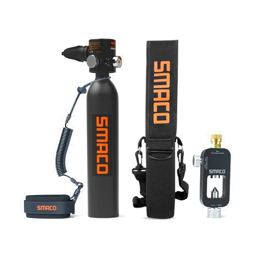 SMACO Scuba Tank Equipment, 0.7L Portable Mini Dive Cylinder, Lasting for 10-13min, Corrosion Resistant Material Bottle, with Constant Pressure Valve, Refillable Pony Bottle