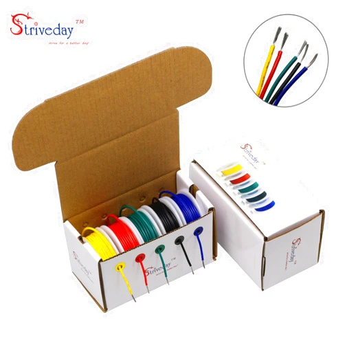 Striveday 26 AWG Tinned Copper Wire PVC Electric Wire kit 26 Gauge Hook Up Wire 300V Cables Electronic Stranded Wire Cable Industries Electrics DIY box1