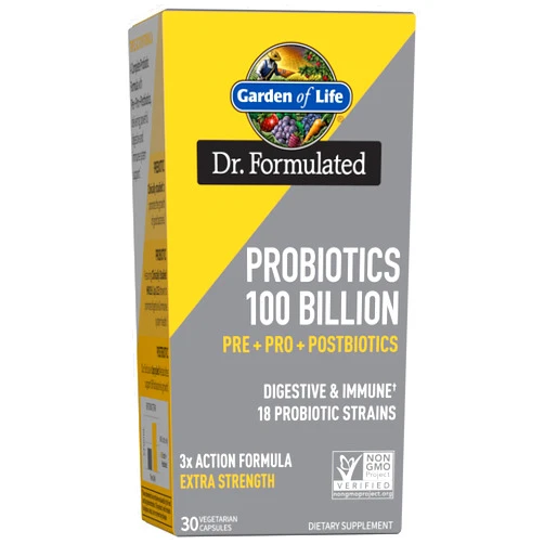 Garden of Life Dr Formulated Once Daily 3-in-1 Complete Probiotics, Prebiotics & Postbiotics Supplement for Women and Men’s Digestive & Immune Health – Extra Strength, 100 Billion CFU
