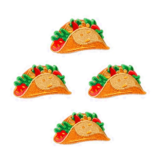 XUNHUI Taco Patch for Clothing Iron On Food Embroidered Sew Applique Cute Patch Fabric Clothes Badge Garment DIY Apparel Accessories 5 PCS 4.5cm X8.1cm
