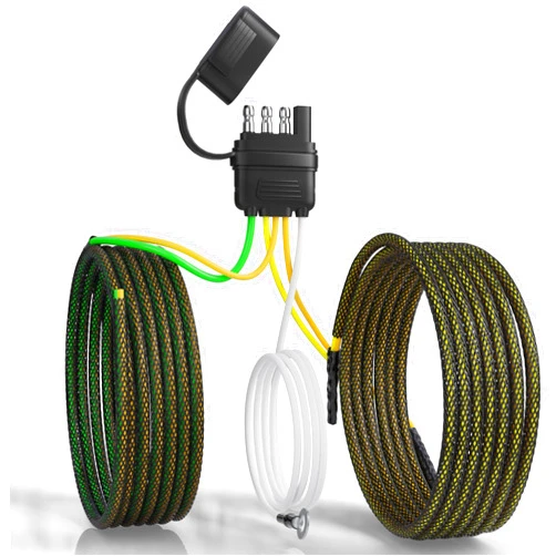 Oyviny 4 Pin 5 Wire Trailer Wiring Harness 22FT for Rewiring Trailer Both-Side Taillights, Pure Copper Wishbond Trailer Light Kit 4 Way Flat 5 Wire Trailer Plug w/Nylon Net Tube Protection