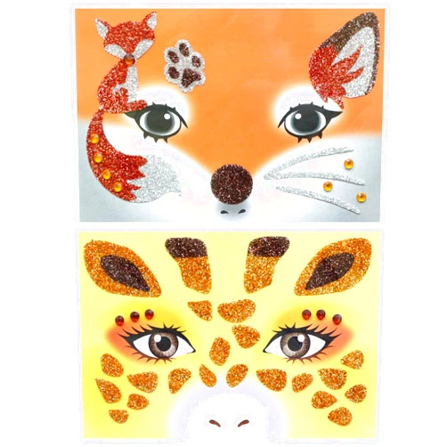 XIANZHONG Fox Giraffe Face Sticker Glittery Forest Animals Stage Makeup Face Sparkling Party Face Sticker 2PCS