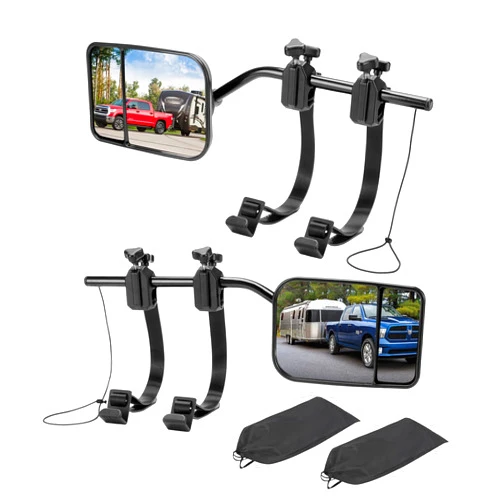 AXIMIRON Universal Clip on Towing Mirrors Extensions for Towing, 360 Degree Adjustable Rotation Side Mirror Extenders for Towing, Convex Rearview Mirror, Tow Mirrors for Car Truck Trailer RV SUV, 2 Pack
