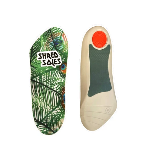 Shred Soles Impact Eliminating, Stabilizing 3/4 Length Skateboarding Insoles (Mens 8-13, Peacock)