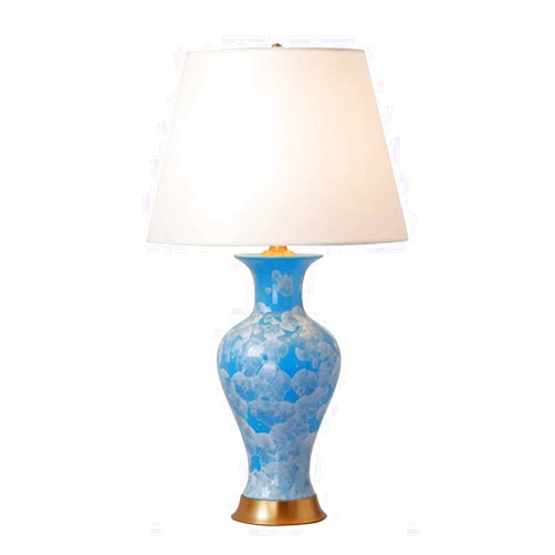 GaRcan Large Oriental Ceramics Desk Lamp with Fabric Lampshade Chinese Creative Bedroom Bedside Lamp with Painted by Hand Large Table Lamps for Living Room End Table Desktop La