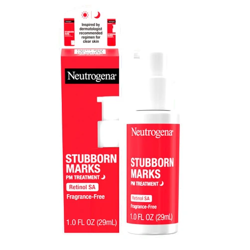 Neutrogena Retinol SA, Stubborn Marks PM Treatment, Face-Exfoliating Treatment to Help Reverse the Look of Post-Acne Marks & Uneven Skin Tone, Non-Comedogenic, PM Treatment, unscented, 1.0 Fl Oz
