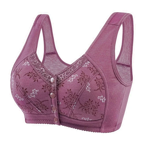 Droeadgor Daisy Bras for Older Women 2024 Comfy Convenient Front Closure Bras Full Support No Underwire Bras