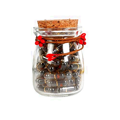ZHLL 100 pieces of love capsule bottle black capsule handwritten blessing wish bottle friendship love birthday, Christmas gift, LED light gift box (Black-100pcs)
