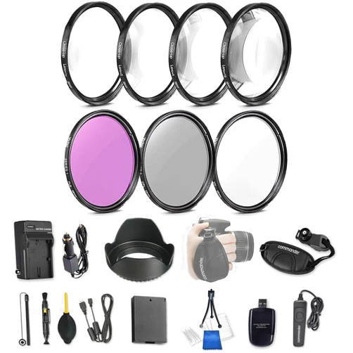 33rd Street 58mm 21 Pc Accessory Kit for Canon EOS Rebel T6, T5, T3, 1300D, 1200D, 1100D DSLRs with UV CPL FLD Filters, & 4 Piece Macro Close-Up Set, Battery, and More