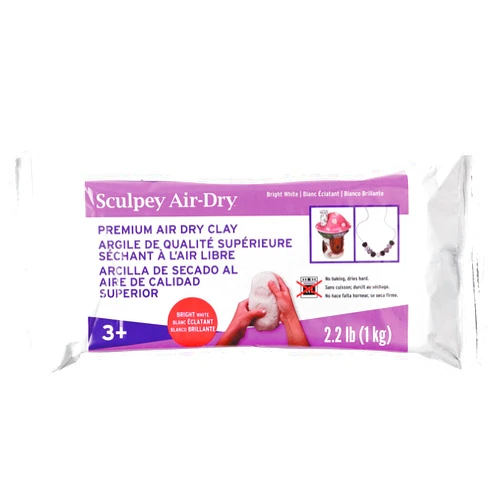 Sculpey Air-Dry White, Non Toxic, Air Dry Clay, 2.2 pound bar great for modeling, sculpting, holiday, handprints, DIY and school projects. Great for all skill levels.