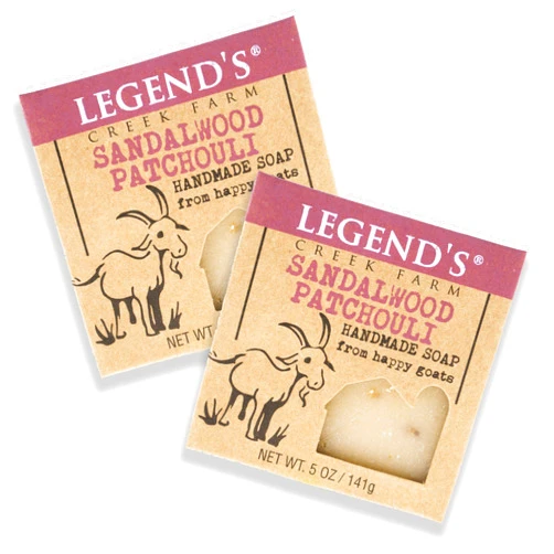 Legend's Creek Farm Goat Milk Soap - Cleansing Moisturizing Bar for Hands and Body - 5 Oz Creamy Lather, Nourishing, Gentle Natural Soap for Sensitive Skin (Sandalwood Patchouli, Pack of 2)