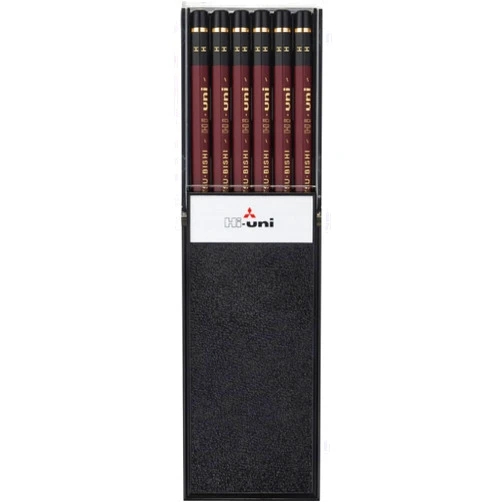uni Wooden Pencil, H, Box of 12 (HUH),Brown