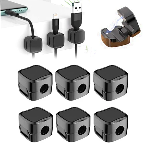 ATFirst 12PCS Magnetic Cord Organizer, 2024 New Cable Organizer Clips, Wire Holder Keeper Organizer, Hidden Charging Cable Storage Collector for Home, Desk, Office, Car, Nightstand(Black)