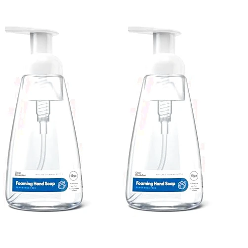 Clean Revolution Foaming Hand Soap, Gentle, Moisturizing, Ready To Use Formula, Real Essential Oils, Gluten Free, Fragrance Free, 15.25 Fl Oz (Pack of 2)