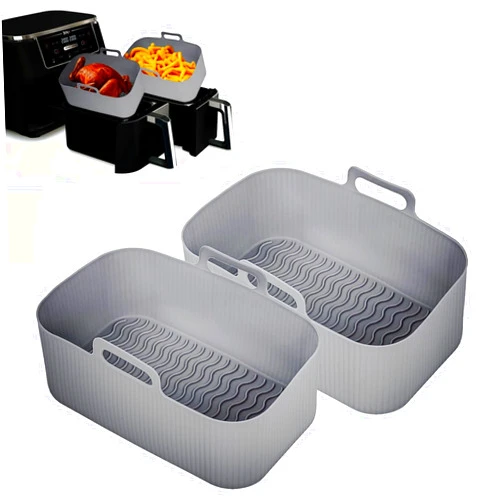 Govisiry Square Silicone Air Fryer Liners - 9 Inch Air Fryer Silicone Liners for Ninja - Reusable Silicone Air Fryer Basket Liners 2-Pack