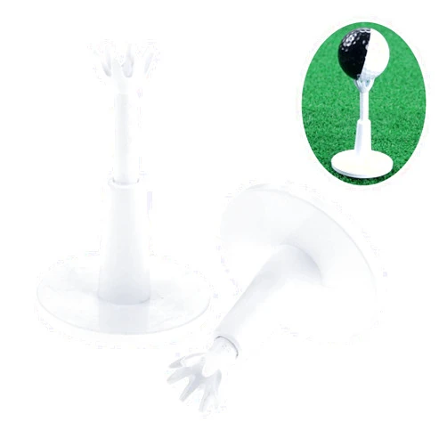 MUXSAM 2Pcs Adjustable Golf Rubber Tee Driving Holds, White Plastic Golf Tees Holder Driving Range Turn & Lock Rubber Adjustable Height Practice Ball Holder 53mm-73mm
