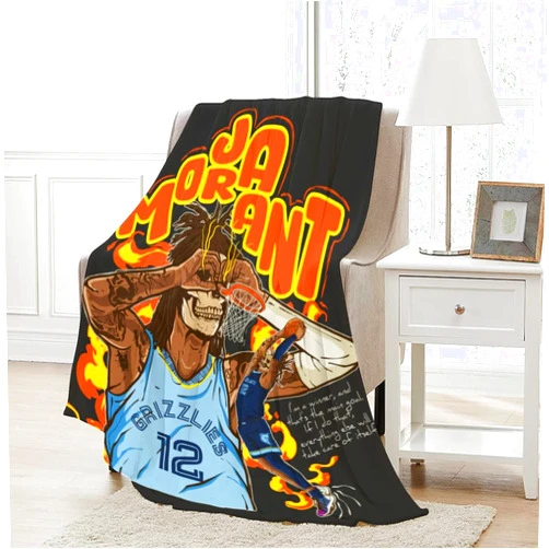 Generic Ja Blanket Lightweight Soft Flannel Morant Graffiti Basketball Living Room Bedroom Sofa Decoration Sports Fan (A,40x50-Inch)