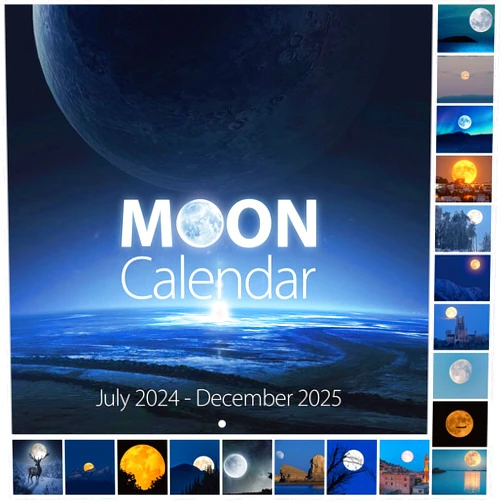 Kculehtlla Wall Calendar 2025, Moon Calendar July 2024-2025, 18 Month Moon Phases Calendar, 12