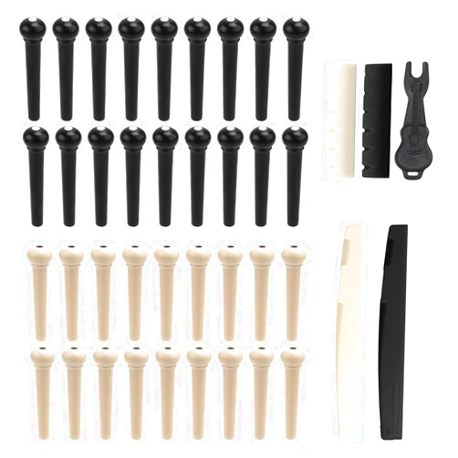 Gosknor 36pcs Guitar Bridge Pins, Guitar Pegs Parts Replacement Tool, Acoustic Guitar String Pegs Puller Remover, Acoustic Guitar Saddle Nut, String Winder and Cutter Kit for Guitar Part Accessories