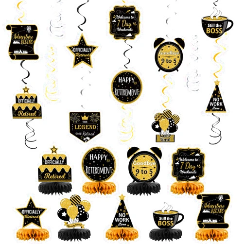 PARTYSURE Retirement Party Decorations with Retirement Table Centerpieces and Retirement Hanging Decorations