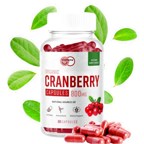 Vitahuma Organic Cranberry Extract Capsules, 800 MG Per Serving, Whole Fruit Cranberry & Cran-Max, Natural Source of Proanthocyanidins (PACs), Antioxidants & Nutrients, Vegan, Non GMO, 60 Capsules