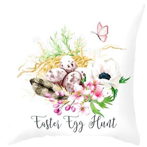 FENGFENG 2022 Spring Easter Pillow Covers 17.7x17.7 inch, Rabbit Bunny Decorative Throw Pillow Covers, Farmhouse Outdoor Pillowcase Holiday Cushion Case for Couch Sofa Home Décor