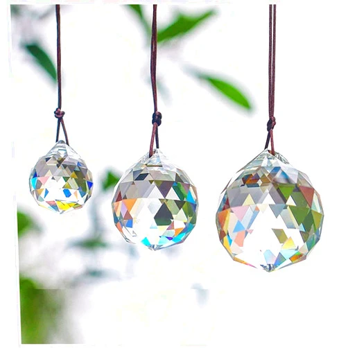 H&D HYALINE & DORA Set of 3 Clear Crystal Ball Includes 20/30/40mm Faceted Prism Balls Suncatcher for Ceiling Lighting Chandelier Hanging Decorating