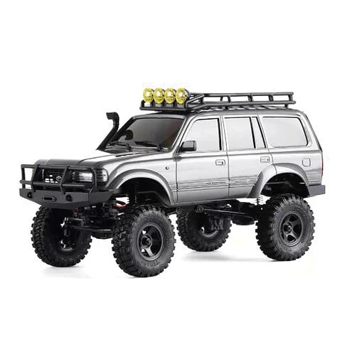 WOWRC FMS RC Crawler Toyota Cruiser LC80 FCX18-1/18 Offroad Trucks 4X4 RC Rock Crawler with 2.4Ghz Transmission, Portal Axles, LED Lights, 7.4V 900mAh Battery, USB Charger for Adults, Grey