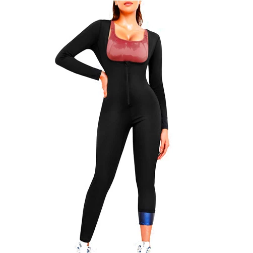 Junlan Full Body Sauna Suit for Women Sweat Jumpsuit Waist Trainers for Women Belly Fat Workout Sweat Suit