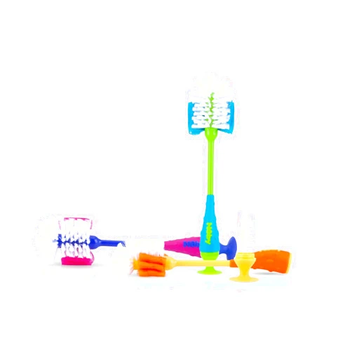 Nuby 2-in-1 Bottle and Nipple Cleaning Brush with Suction Base, Colors May Vary