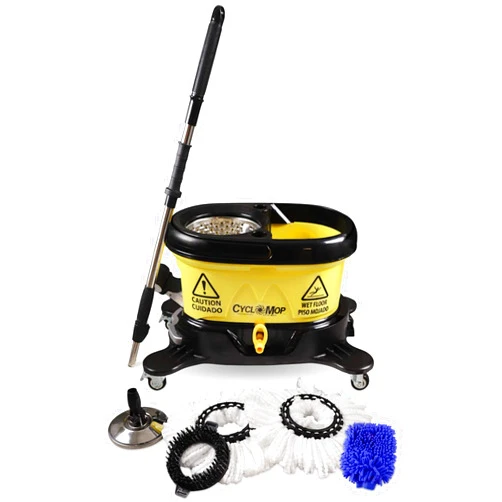 CycloMop® Commercial Spinning Spin Mop with Dolly Wheels - Heavy Duty Design for Years of Use