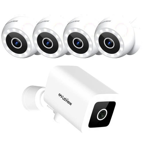 LaView 2K Security Cameras Outdoor/Indoor 4pcs and 270° View Outdoor camera,IP65, Starlight Sensor & 100 Ft Night Vision,2-Way Audio/Spotlight,US Cloud,Compatible With Alexa,iOS & Android & Web Access