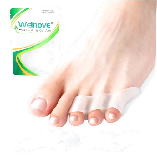 Welnove Gel Pinky Toe Separators - 8 Pack Pinky Toe Spacers, Bunion Cushions Pads for Women＆Men, Silicone Little Toe Protectors for Preventing Rubbing & Relieve Pressure(Clear)