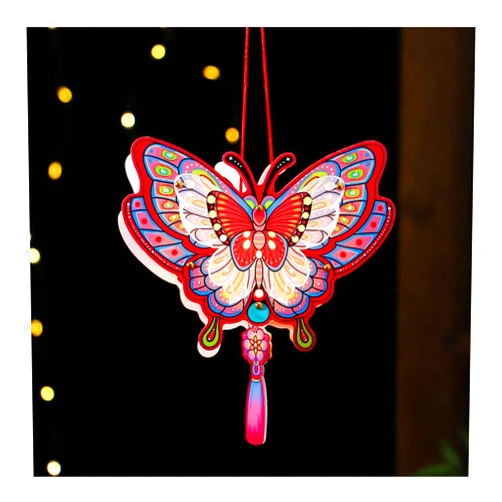 Generic Mid Autumn Festival Lantern, DIY Handmade Chinese Lantern with LED Light,Mid-Autumn Festival Rabbit Lantern,Handheld Paper Lantern Cute Bunny Ornament for Holiday,Mooncake Festival,Party (Butterfly)