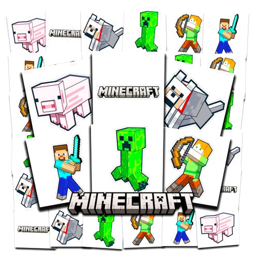 Secret Origins Minecraft Tattoos Party Favors Bundle ~ 72 Perforated Individual 2
