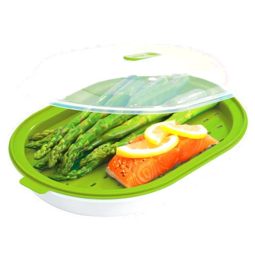 GoodCook Everyday Microwave Steamer – Vegetable & Fish Steamer, Microwave Cookware, Steamer for Cooking, Preserves Vitamins & Nutrients, Quick Dinner & Meals, Adjustable Steam Release Vent