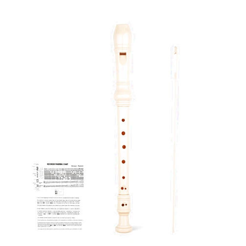 YONTY 8-Hole Soprano Descant Recorder German Style Kids Music Flute with Cleaning Rod & Case Bag for School Student Home Entertainment - Beige