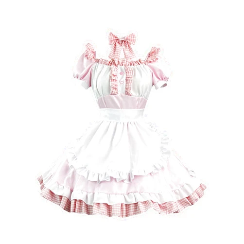 BZGTZT Women's Anime Cosplay French Apron Maid Fancy Dresses Roleplay Costume Kawaii Maid Outfit Lolita Dress Lingerie Set
