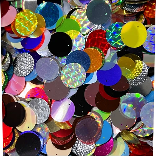 XFQUIJ 20mm Sequin Mix Color Assortment Flat Round Loose Paillettes Made in USA. Pack of 150. SequinExplosion