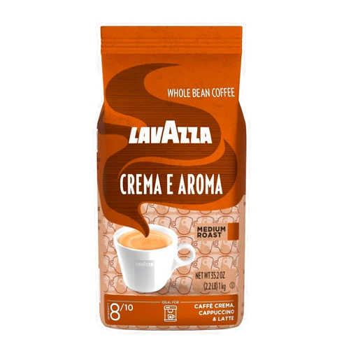 Lavazza Crema E Aroma Whole Bean Coffee Blend, 2.2-Pound Bag , Balanced medium roast with an intense, earthy flavor and long lasting crema, Non-GMO