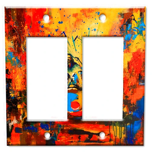 Art Plates - Double Gang Rocker (Decora) Switch Plate - Decorative Metal Wall Plate - Drummer Painting - (Made in USA)