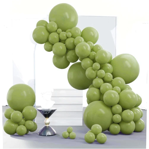 PartyWoo Sage Green Balloons, 140 pcs Boho Green Balloons Different Sizes Pack of 18 Inch 12 Inch 10 Inch 5 Inch Matte Green Balloons for Balloon Garland Balloon Arch as Party Decorations, Green-F11
