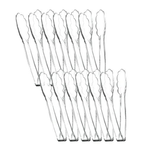 Soro Essentials- 9” Polycarbonate Utility Tongs Clear Color Set of 12- Scallop Grip Serving Tongs Kitchen Tongs Buffet Tongs for Serving Food Parties Holiday Buffet Catering Home Kitchen Restaurant