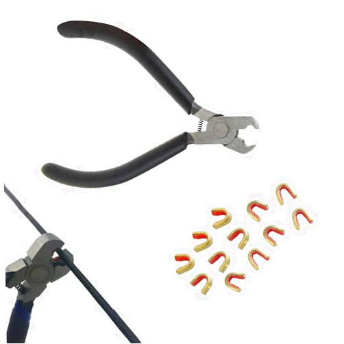 ZSHJGJR Archery Copper Buckle Pliers D Loop Pliers Compound Bow String Copper Nock Point Clamp Tongs with 12PCS Copper Buckle